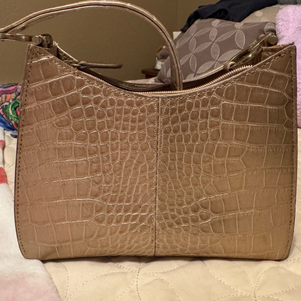 Liz Claiborne Gold Croc-Embossed Small Shoulder Bag